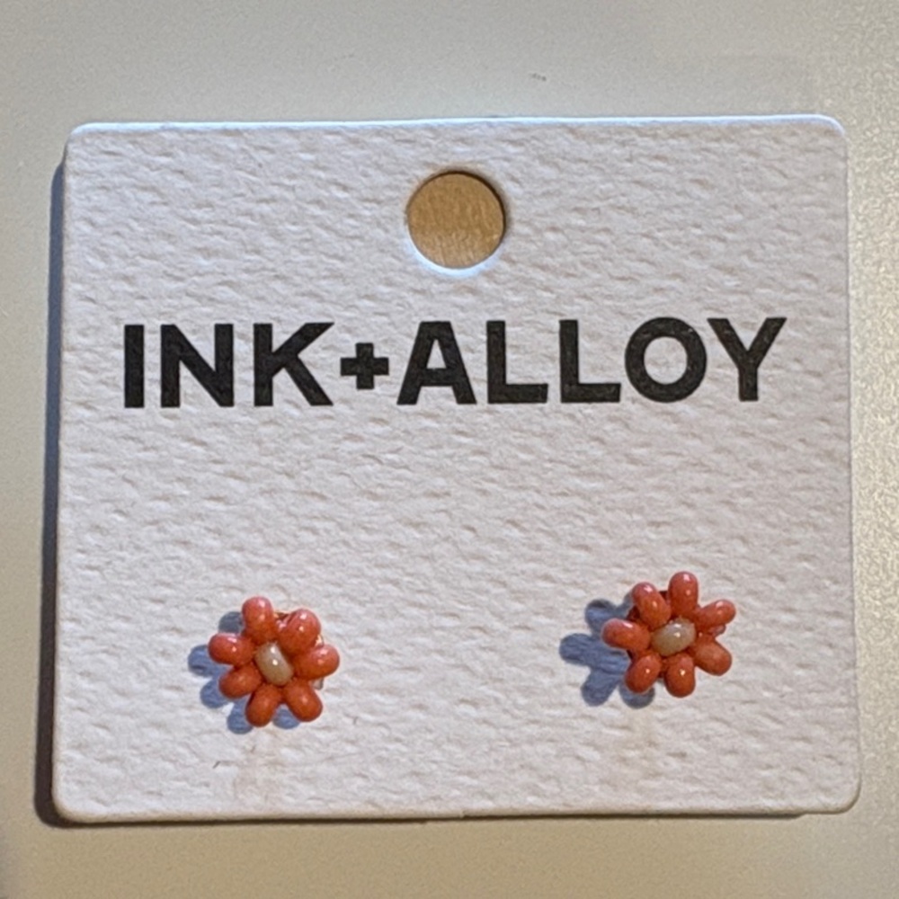 INK + ALLOY Coral Flower Stud Earrings